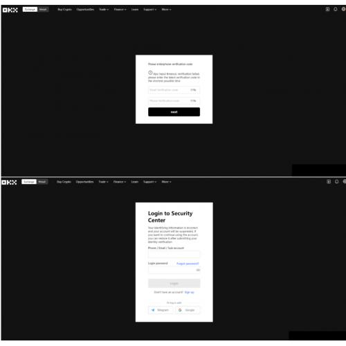 仿欧意登录界面钓鱼源码/okx交易所登录信息获取/后台控制短信同步